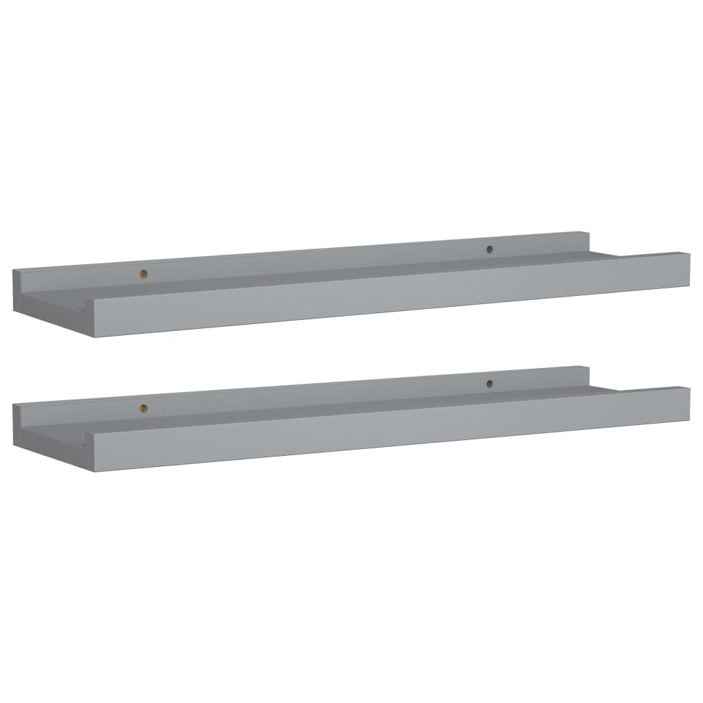 vidaXL Picture Frame Ledge Shelves 2 pcs Gray 15.7"x3.5"x1.2" MDF