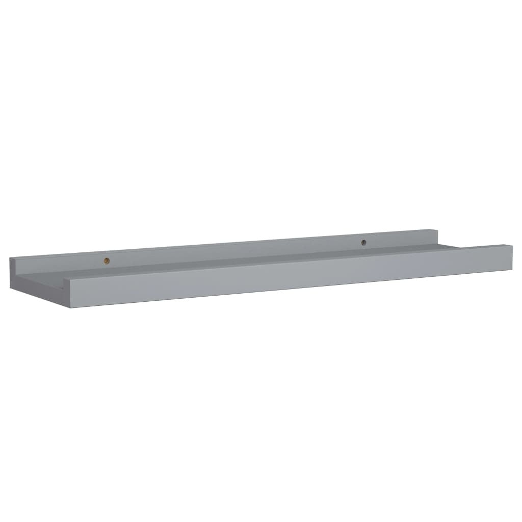 vidaXL Picture Frame Ledge Shelves 2 pcs Gray 15.7"x3.5"x1.2" MDF