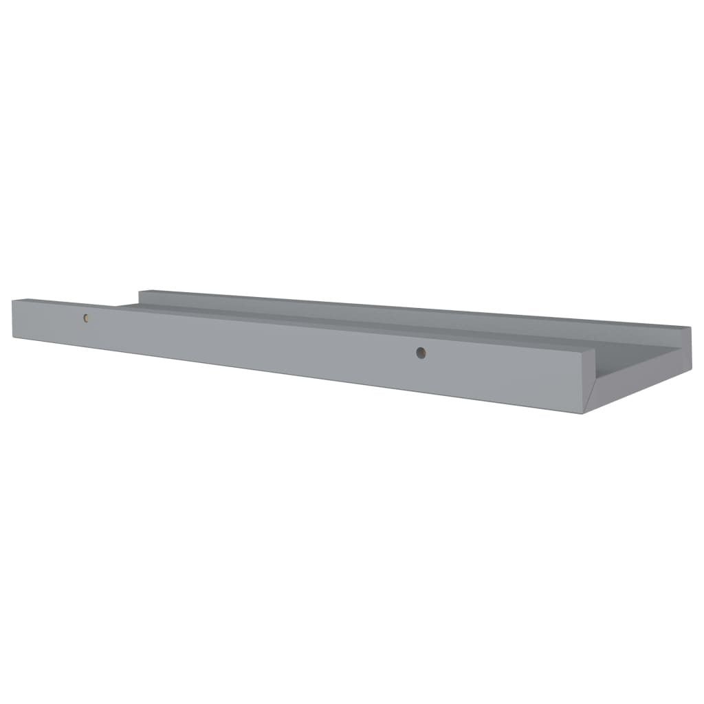 vidaXL Picture Frame Ledge Shelves 2 pcs Gray 15.7"x3.5"x1.2" MDF