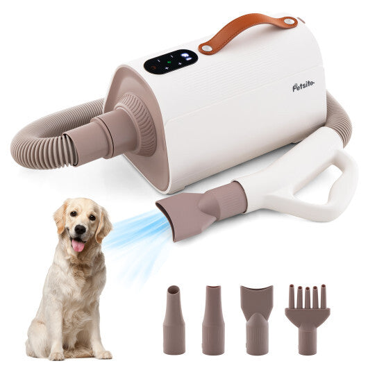 Dog Cat Hair Blower with Negative Ion Function and Adjustable Temperature - Color: White