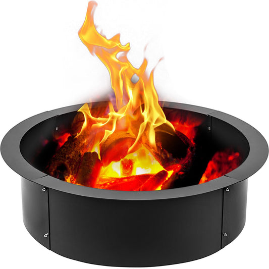 VEVOR Fire Pit Ring 36-Inch Outer/30-Inch Inner Diameter, Fire Pit Insert 3.0mm Thick Heavy Duty Solid Steel, Fire Pit Liner DIY Campfire Ring Above or In-Ground for Outdoor